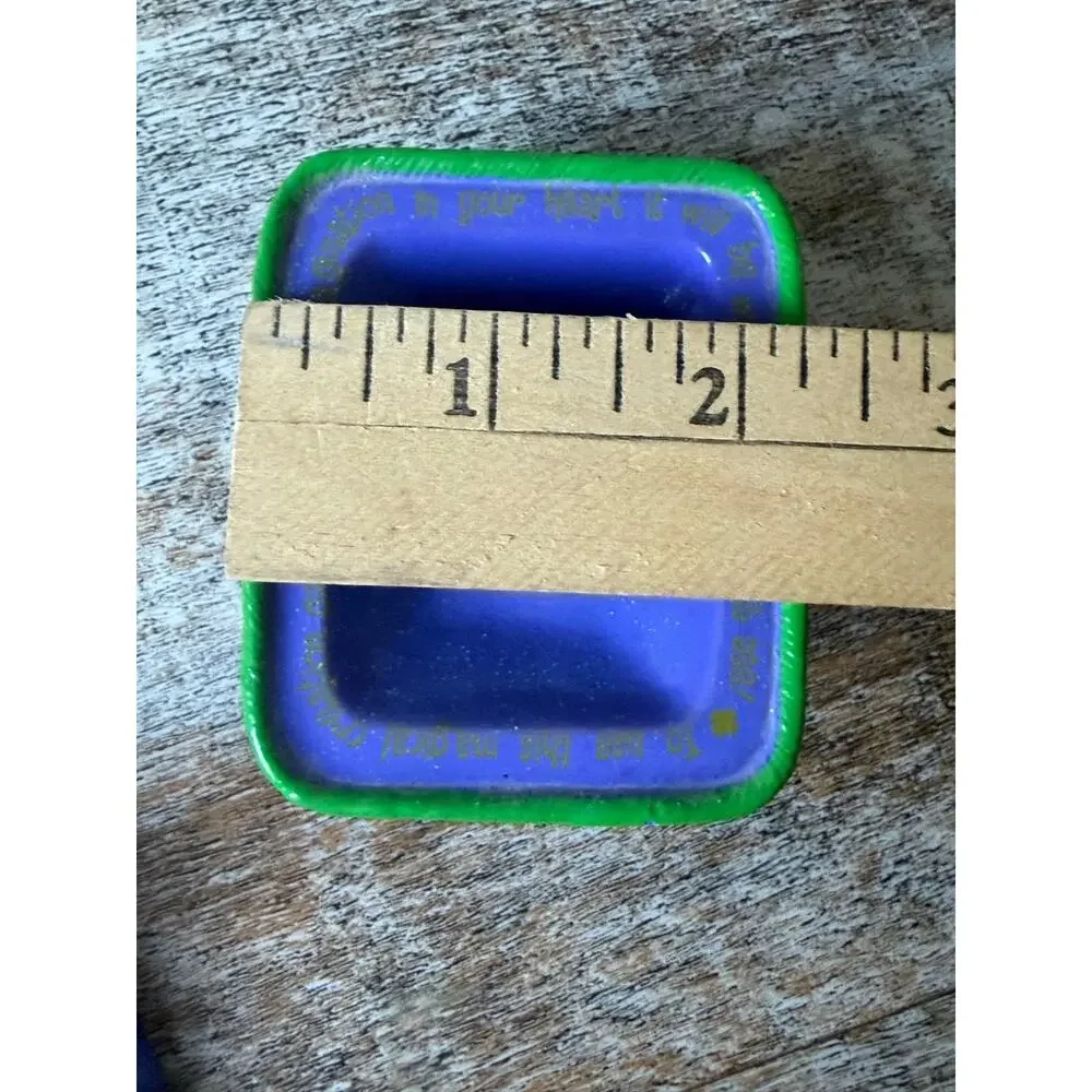 Vintage Y2K Claires Purple Green Ceramic Lucky Trinket Mini Treasure Box Clover